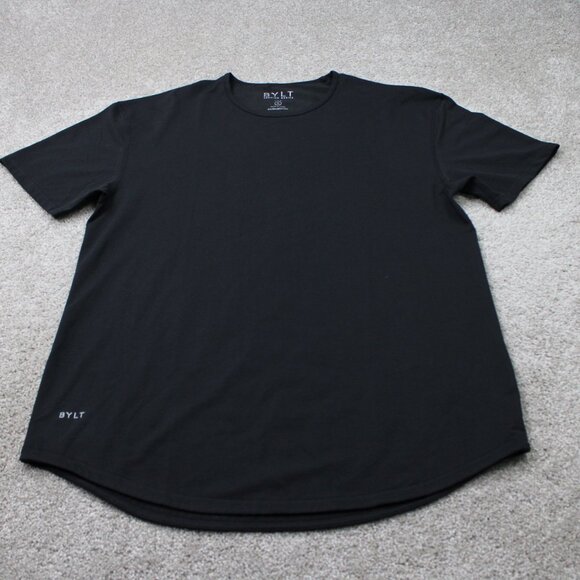 BYLT Lux Shirt Mens XL Black Drop Cut Cotton/Poly Stretch Short Sleeve Pullover - Picture 2 of 14